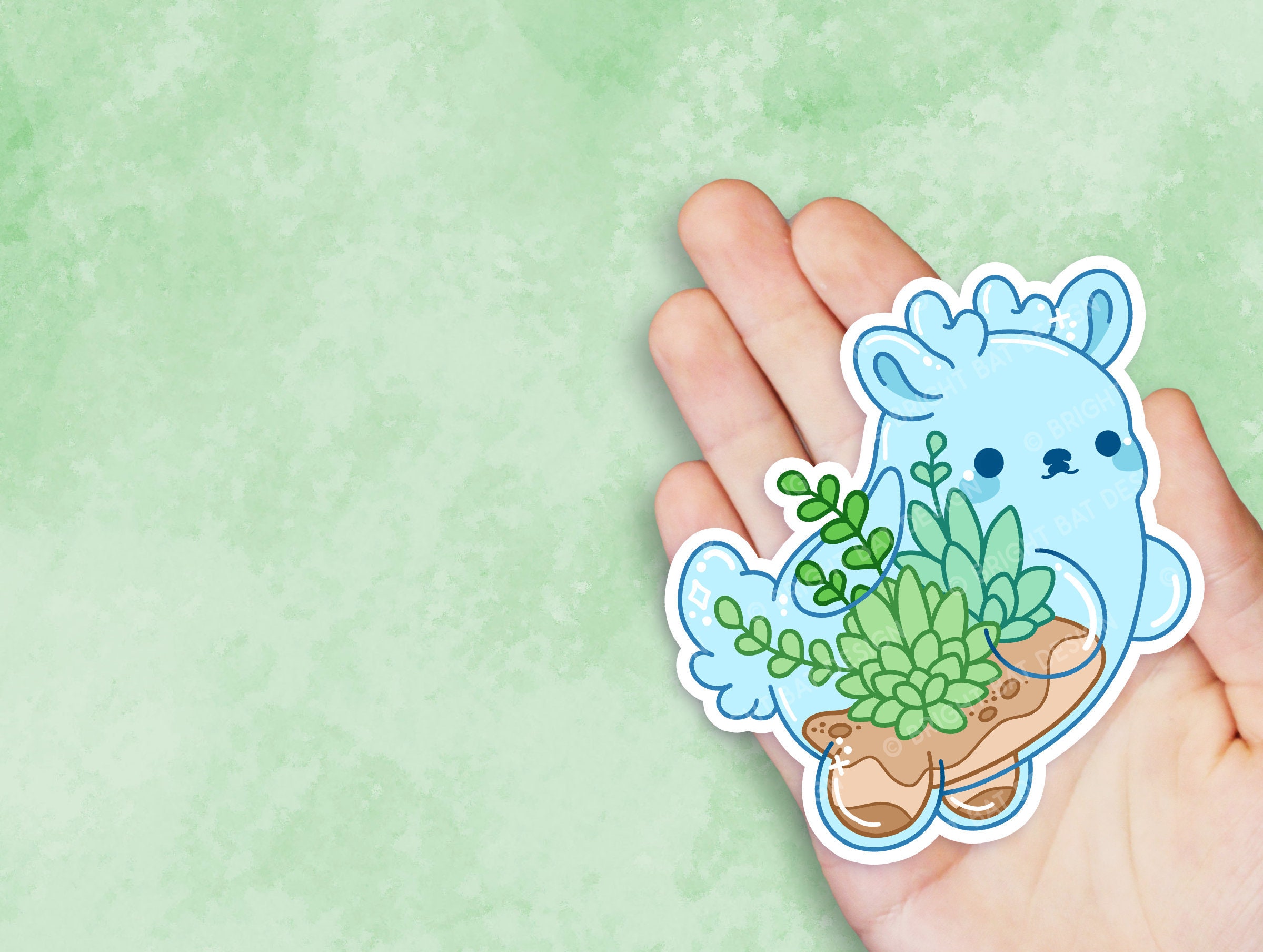 Terrarium Deer Succulent Planter - Cute Kawaii Vinyl Sticker | Laptop ...