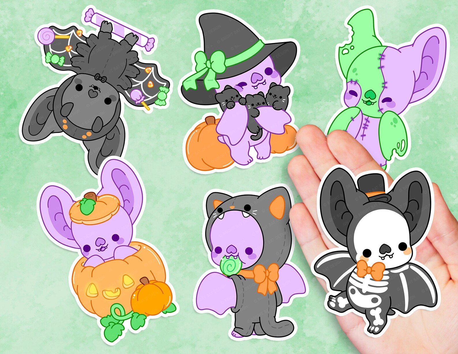 Halloween Bright Bat - Cute Kawaii Vinyl Set - Sticker | Laptop Sticker ...