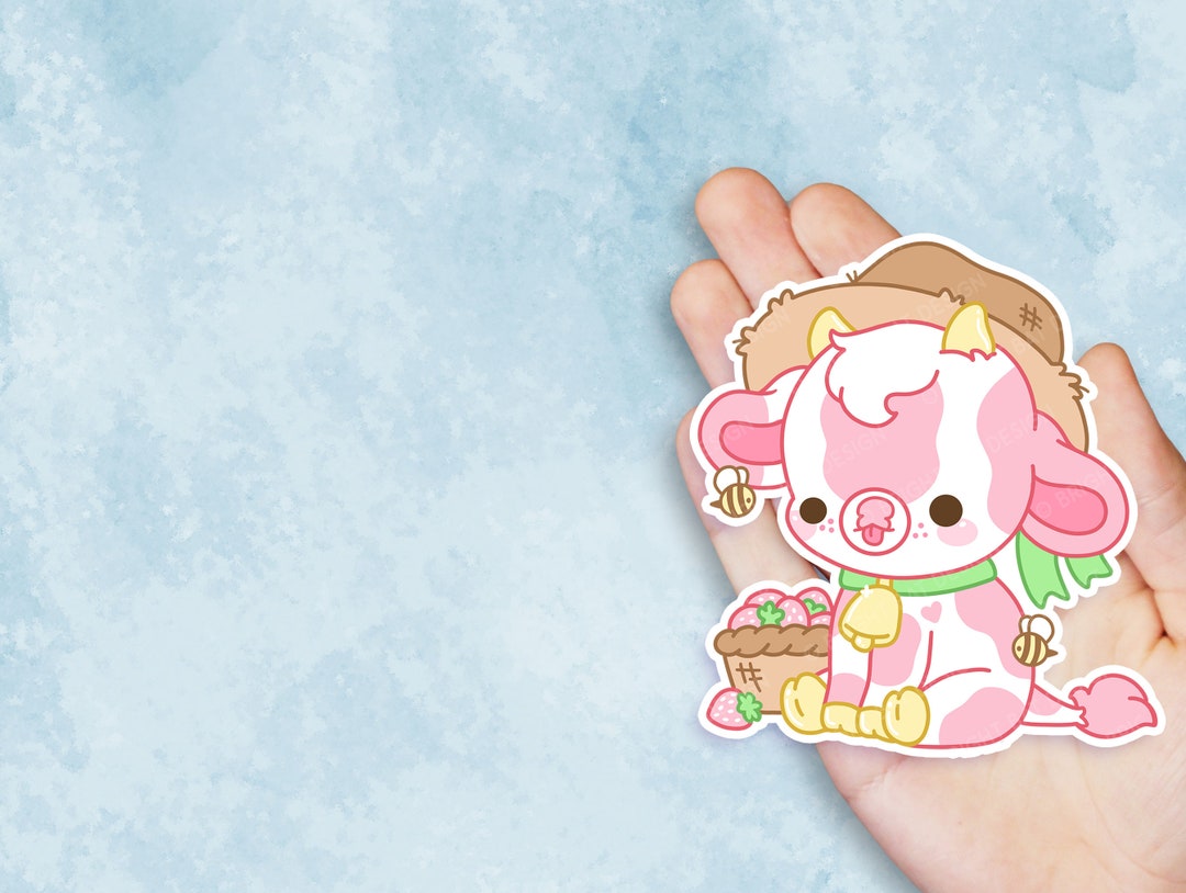 Shortcake the Strawberry Cow - Cute Kawaii Vinyl Sticker | Laptop ...