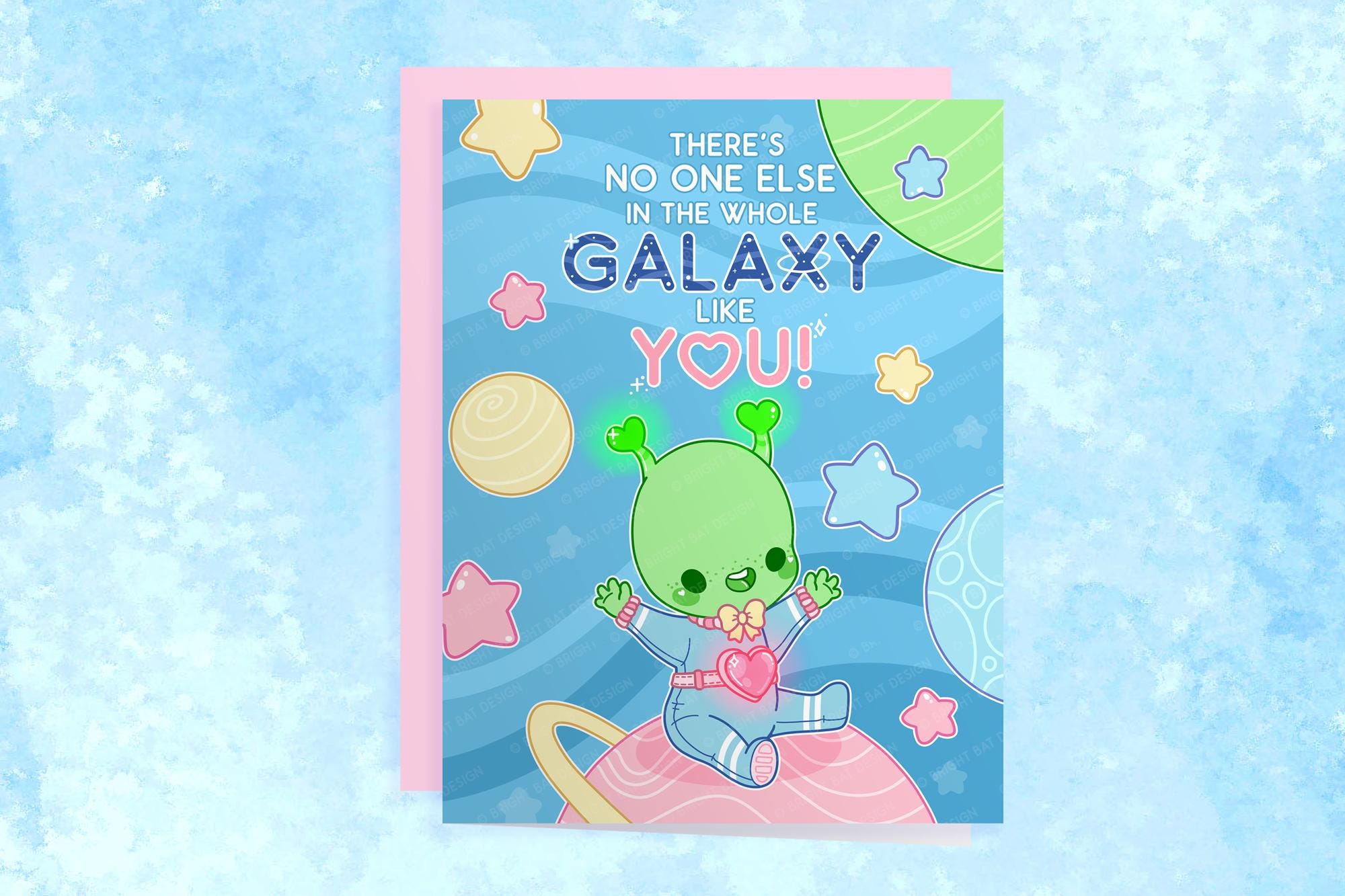 Alien Valentine's Day Card - Cute Kawaii UFO Space | Valentine's Day ...