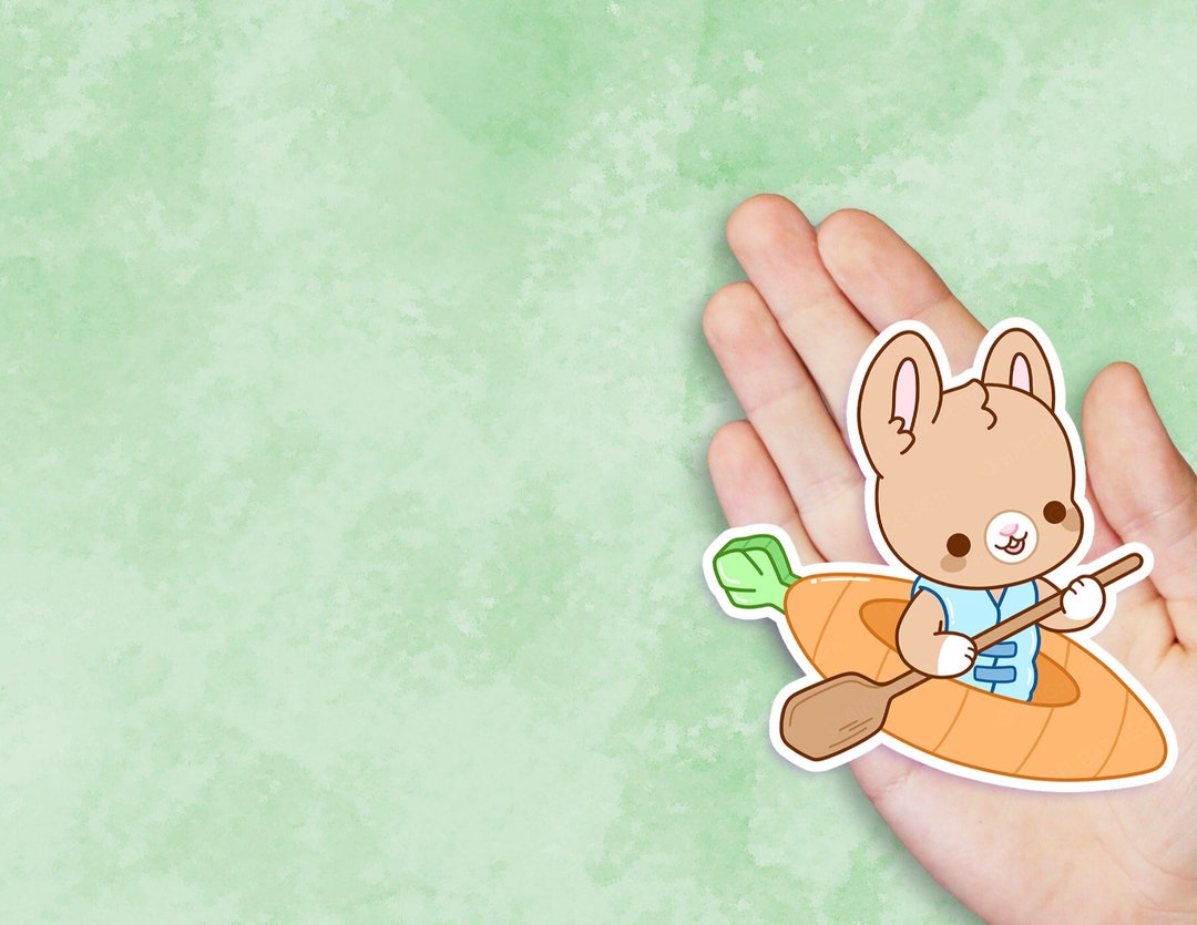 Carrot Kayak Bunny Rabbit - Cute Kawaii Vinyl Sticker | Laptop Sticker ...