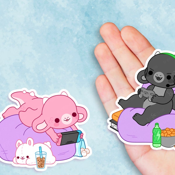 Beanbag Gamer Dragons  - Cute Kawaii Vinyl Sticker | Laptop Sticker |  Water bottle Sticker | Waterproof Sticker Decal | Gift