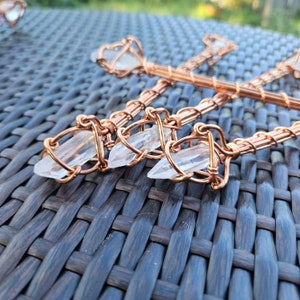 Wand of Simplicity Copper Wand with Double Quartz Crystal Point Wand of Manifestation Tool for Personal Empowerment