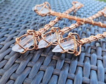 Wand of Simplicity Copper Wand with Double Quartz Crystal Point Wand of Manifestation Tool for Personal Empowerment