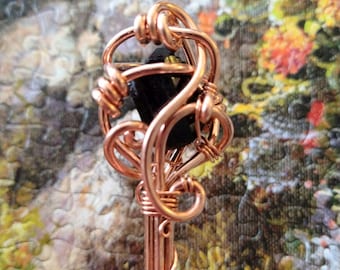 Mini Meditator ~Crystal Wand~ Black Tourmaline, Quartz and Copper wand