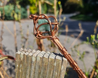 Emerald and Quartz Crystal Wand Heart Chakra Energy Channeling Tool Intention Directing Spiritual Growth
