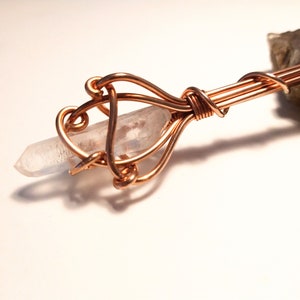 Wand of Simplicity Copper Wand with Double Quartz Crystal Point Wand of Manifestation Tool for Personal Empowerment