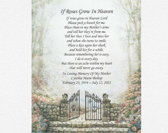 Memorial For Loss Of Mother, Sympathy Gifts, Personalized Gift, Memorial Day Gift, Sympathy Poem, Loss of Mom in Heaven, Sympathy Of Mother