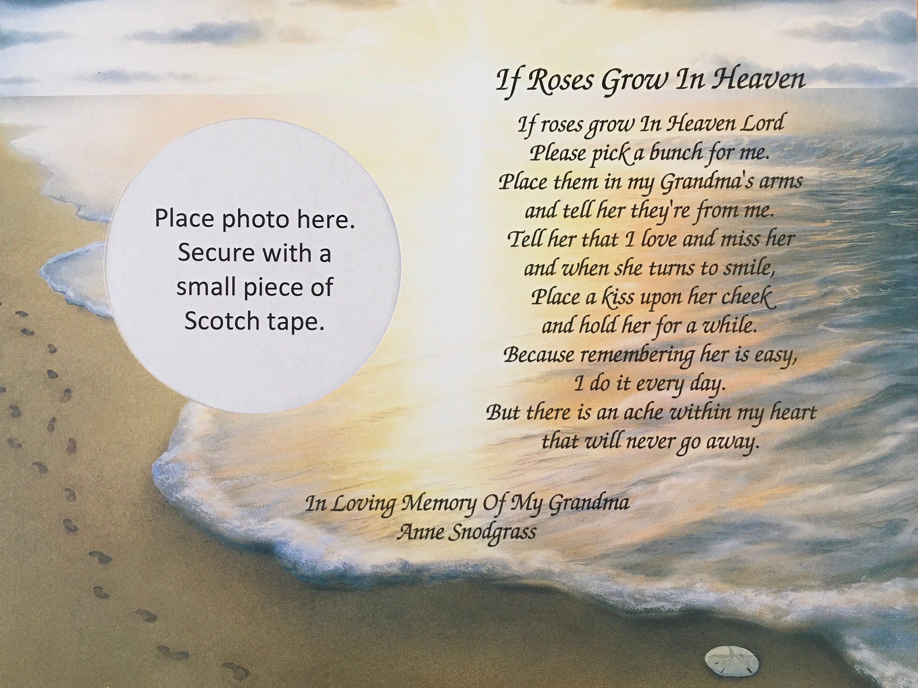 Memory Of Grandma Gifts, Sympathy Memorial Day Condolence Footprints in The Sand, Religious Gift, Loss Grandmother