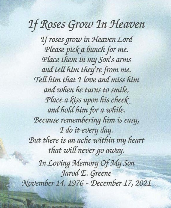 Memory of Son, Sympathy Gift, Condolence Gift, Memorial Day Gift