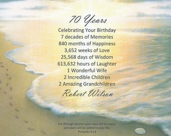 70th Birthday Gifts, Personalized, 1956 Birthday Gift, 70th Milestone Gifts, Born in 1956, 70 Years Old, 70th Birthday Print, Party Decor