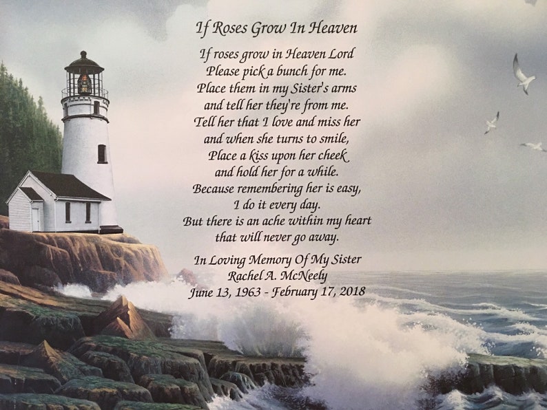 Memory of Sister Sympathy Gifts If Roses Grow In Heaven Etsy