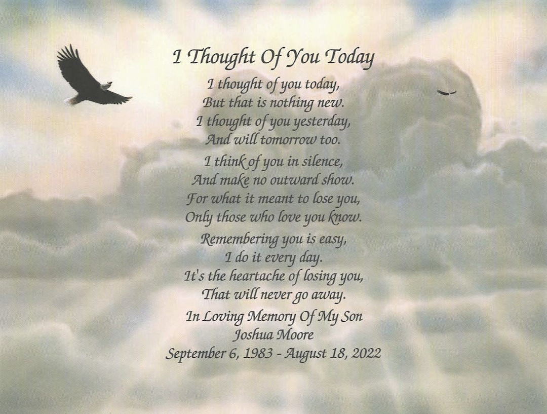 Memory of Son, Loss of Son, Sympathy Poem, Memorial Gift Son