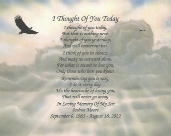 Memory of Son, Loss of Son, Sympathy Poem, Memorial Gift Son, Personalized Memorial Poem, Son In Heaven, Sympathy Gifts, Loss of Child Gift