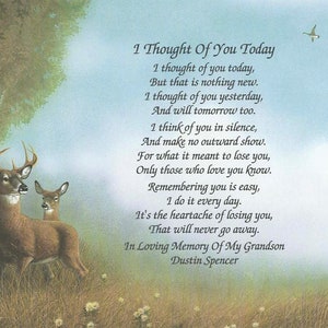 Memory of Grandson, Sympathy Gifts, In Memory Gift, Grandson Memorial Gift, Deer Hunter, Deer Hunting, Sympathy Poem, Loss of Grandson
