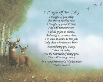 Memory of Grandson, Sympathy Gifts, In Memory Gift, Grandson Memorial Gift, Deer Hunter, Deer Hunting, Sympathy Poem, Loss of Grandson