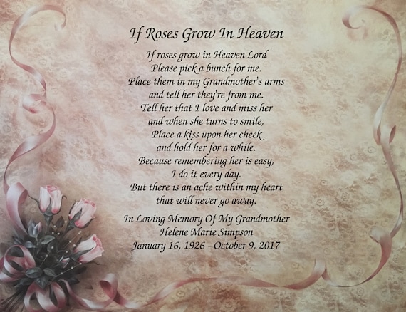Memory of Grandmother Memory Gift Condolence Gift Sympathy