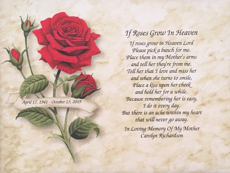 In Memory of Mom, Loss of Mother, Sympathy Poem, Memorial Gift Mom, Mom In Heaven, Loss of Mom, Sympathy Gift Mother, Religious Gift, Gifts image 1