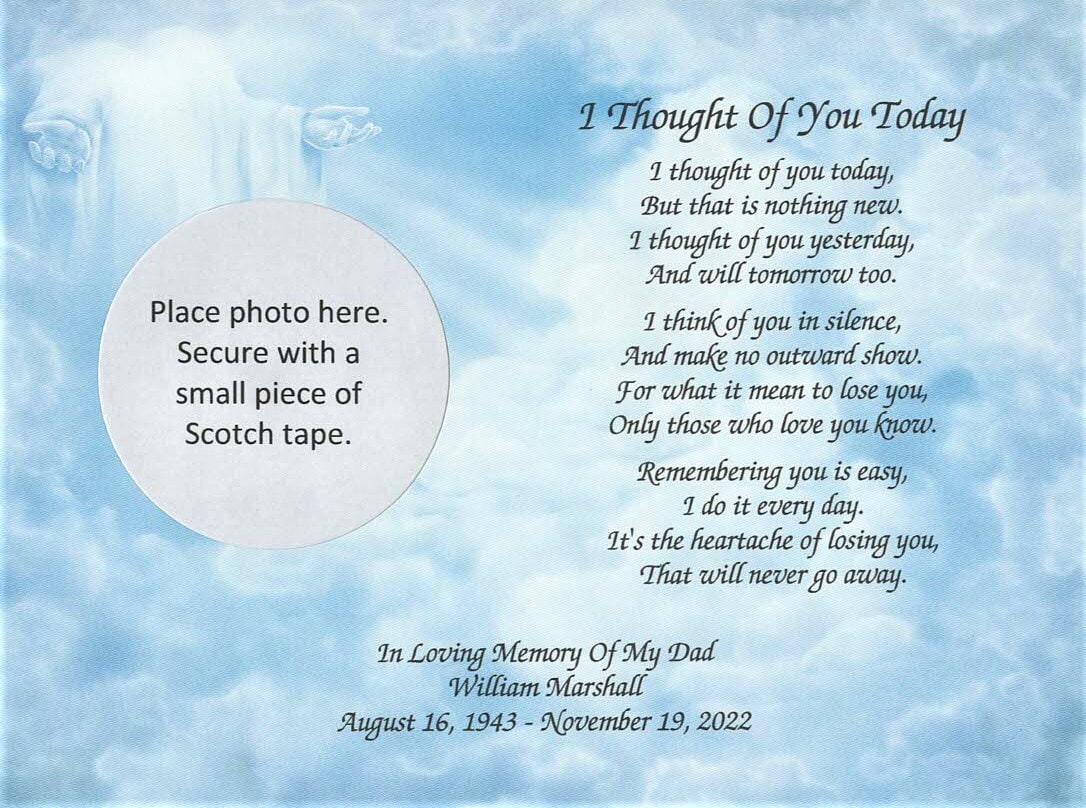 Memory Of Father, Grandfather, Sympathy Gifts, Condolence I Thought Of You Today, Gift, Religious Loss Dad