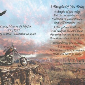 Memory of Son, Sympathy Gifts, Condolence Gift, Memorial Day Gift, In Loving Memory, Motorcycle, Memorial Gift, Biker, Loss of Son in Heaven
