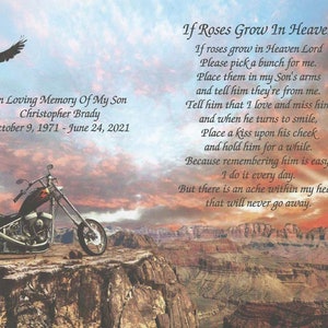 In Memory of Son, Sympathy Gifts, Condolence Gift, Memorial Day Gift, In Loving Memory, Motorcycle, Memorial Gift, Biker, Loss of Son
