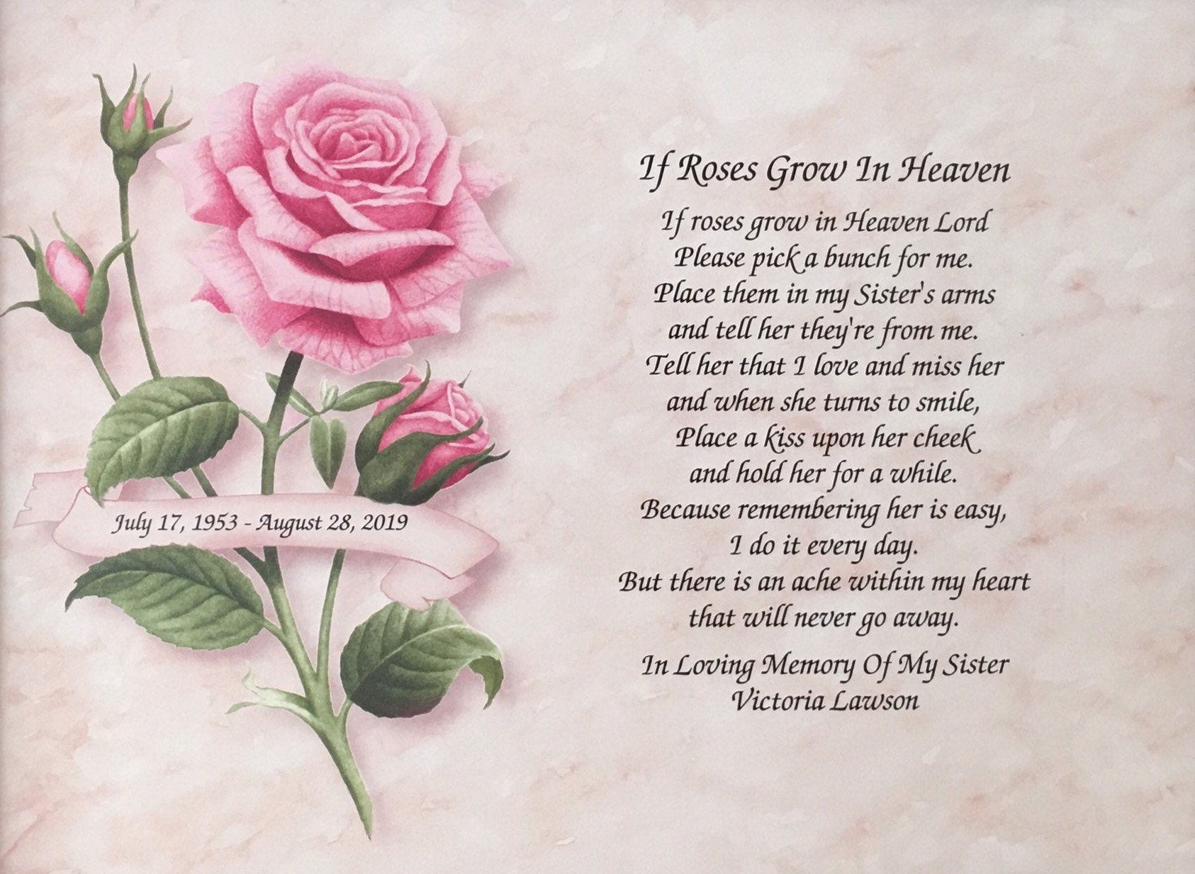 Buy Memory of Sister, Sympathy Gift, Condolence Gift, Memorial Day