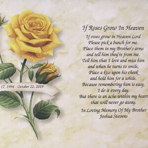 Memory of Brother, Sympathy Gift, Condolence Gift, Memorial Day Gift, In Loving Memory, In Memory Gift, Sympathy Poem, Loss of Brother