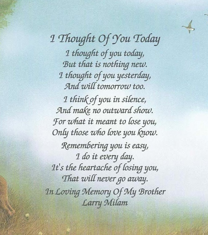 In Memory of Brother Sympathy Gift Loss of Brother Poem Etsy