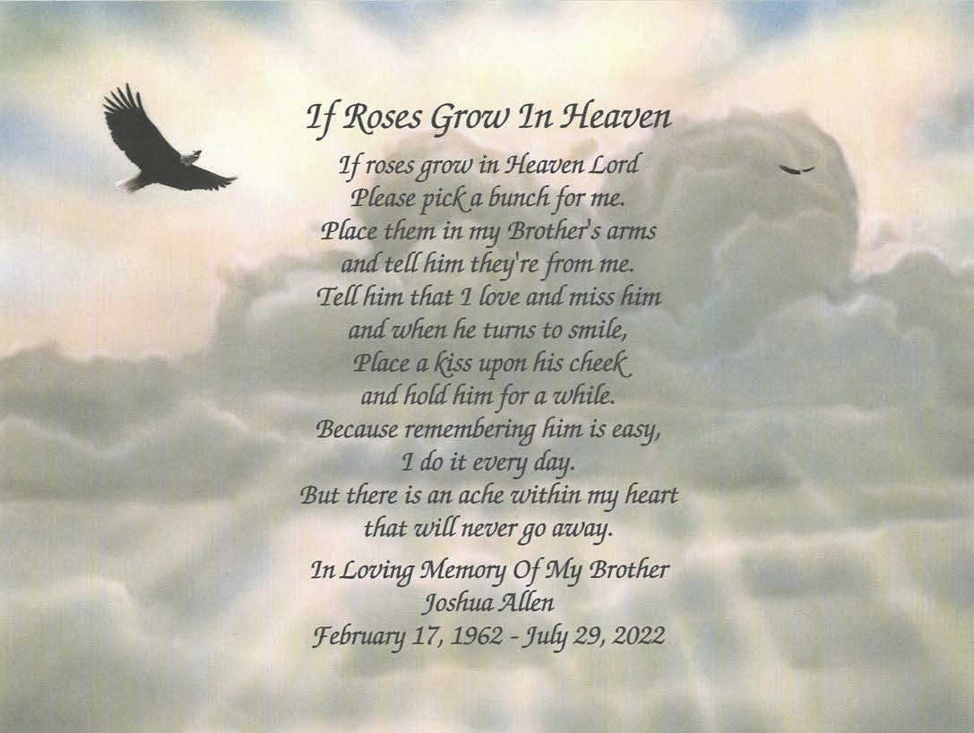 Memorial Gift For Loss Of Brother, Personalized Sympathy Poem, Remembrance Gift, Of Sibling in Heaven