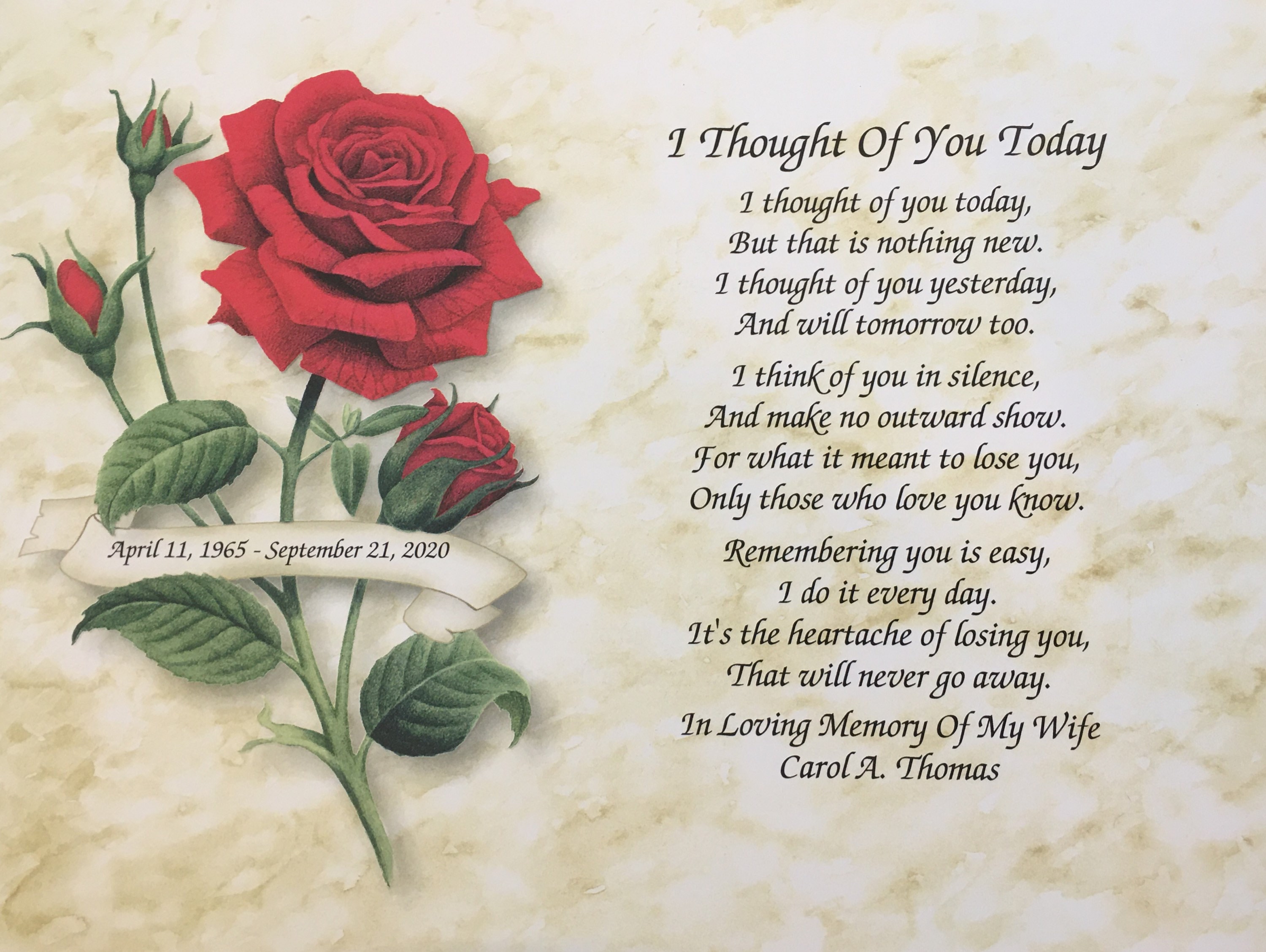 In Memory Of Wife, Sympathy Gift, Condolence Memorial Day Loving Memory, Gifts, Poem, Loss Wife Heaven