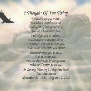 Memory of Husband, Sympathy Gifts Loss of Husband, Personalized Memorial Gift, Sympathy Poem Husband In Heaven, In Loving Memory Gift Print