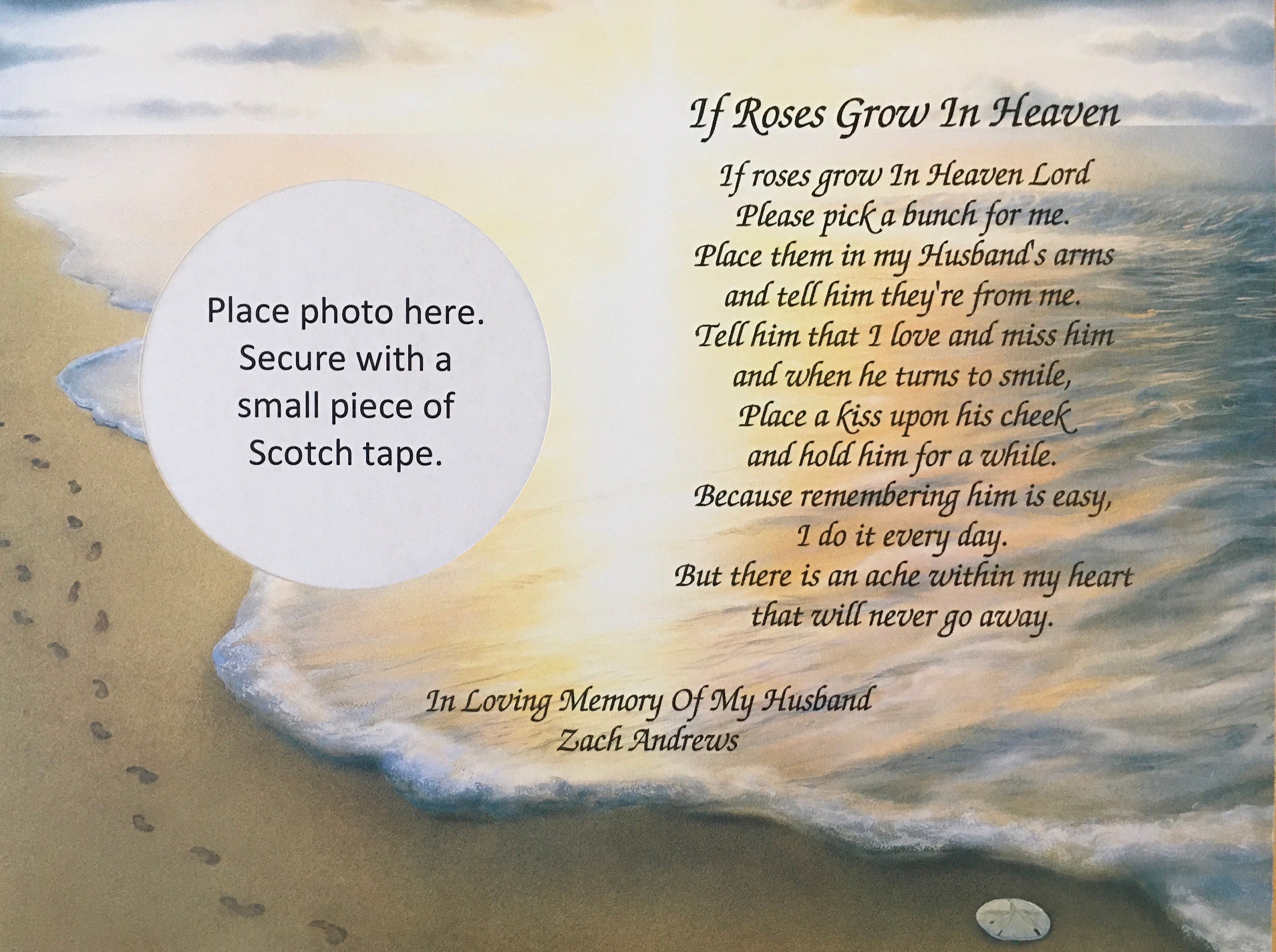 Memory Of Husband Gifts, Sympathy Memorial Condolence Footprints in The Sand, Religious Gift, Gift For Widow