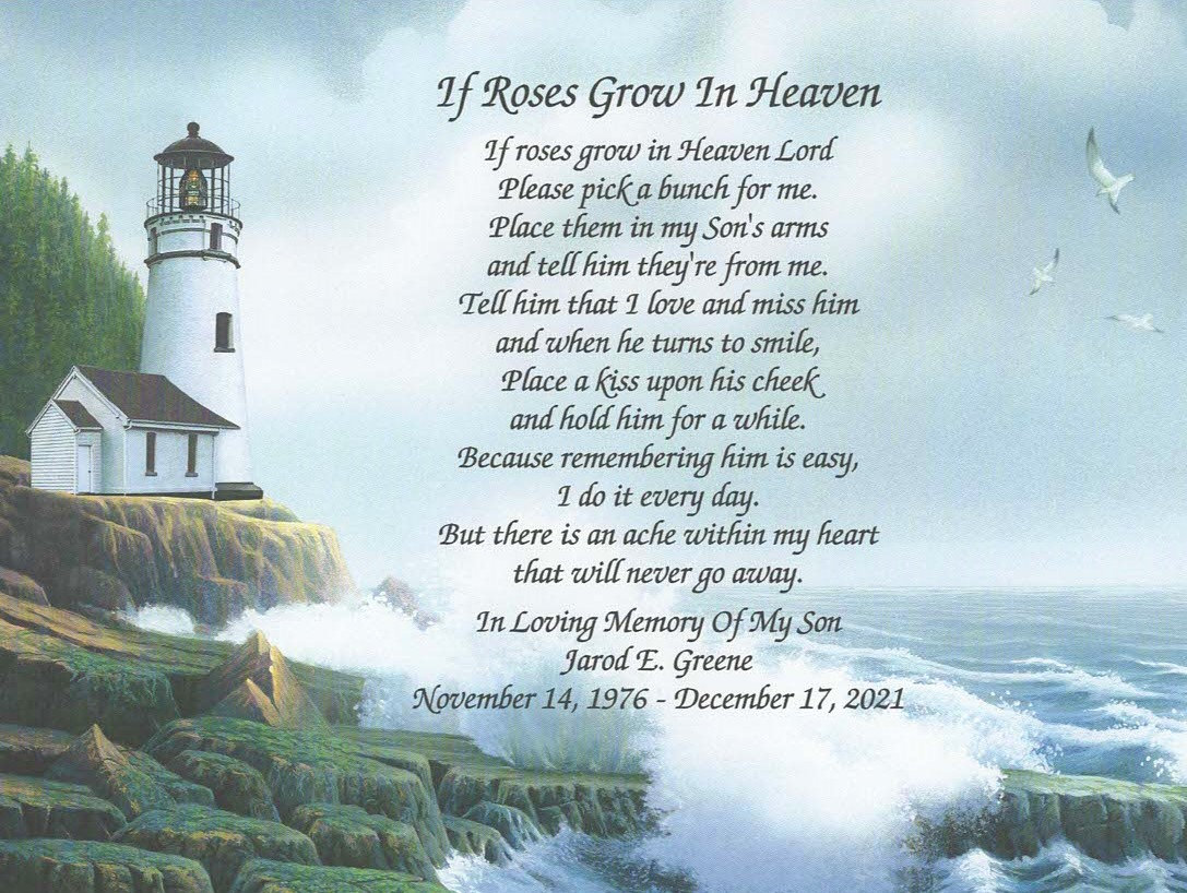 Memory Of Son, Sympathy Gift, Condolence Memorial Day in Loving Memory, Lighthouse Poem, Loss Son
