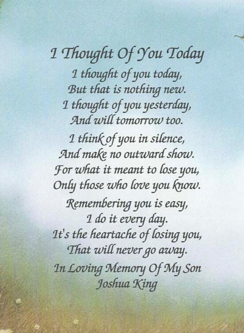 Memory of Son, Personalized Gifts, Sympathy Gift, Condolence Gifts, Memorial Day Gifts, Gift, Sympathy Poem, Loss of Son, Memorial Poem image 2