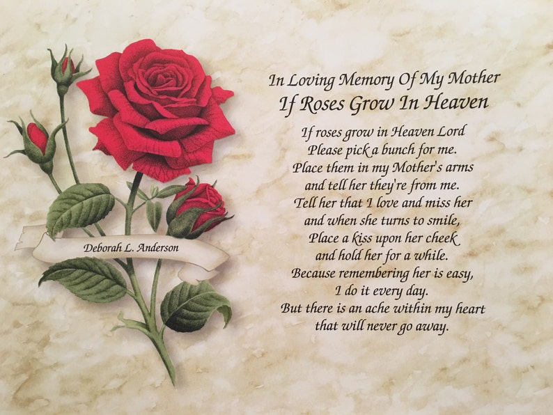 In Memory of Mom Loss of Mother Sympathy Poem Memorial Gift Etsy In Memory of Mom Loss of Mother Sympathy Poem Memorial Gift Etsy