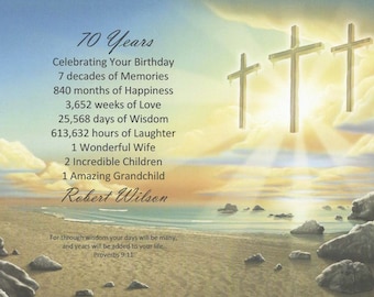 70th Birthday Gift, 70th Milestone Gift, Born in 1956, Personalized 70th Birthday, 1956 Birthday Gifts, 70 Years Old, 70th Religious Print