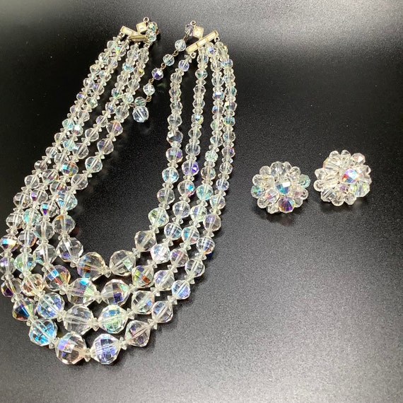 Vintage Aurora Borealis Multifaced Necklace and M… - image 8