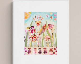 Floral Abstract Painting - Pink Original Painting - Whimsical Flower Art - Colorful Painting - Contemporary Modern Art - Flower Paintings