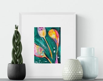 Flower Original Paintings - Floral Abstract Painting - Abstract Art - Modern Painting - Original Artwork - Green Paintings - Floral Artwork