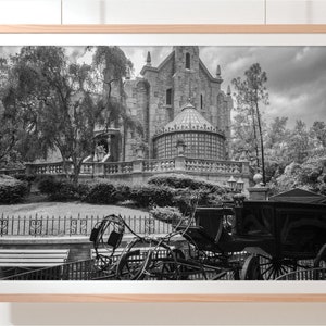 Haunted Mansion wall art print | Black and white Haunted Mansion photo | Perfect gift for Disney fans | Disney Haunted Mansion decor