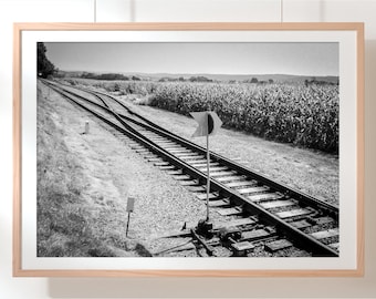 Train tracks wall decor | Rustic wall art | Farm house decor | Rural wall art | Transportation photo | Gift for train lovers