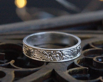 Sterling Silver Medieval Ring: Floral Band, History Lovers Jewelry