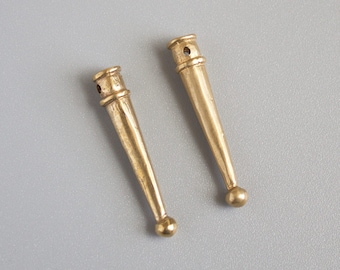 Pair of brass cast lace tips for historical reenactment, historical sewing supplies, medieval  sew on aglets for ribbon or lace tipping