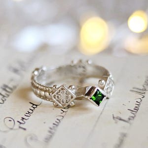 Sterling silver Medieval filigree ring, 15th century Europe jewellery, historical Renaissance jewelry, XV century finger ring