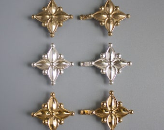 Viking Caftan Clasp Pair: Brass, Silver, or Gold Plated - Medieval Costume Fastener