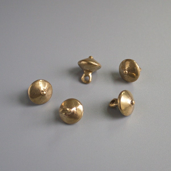 14th century buttons for historical costume, brass cast buttons for medieval or Renaissance dress, historical tailor supplies, 5 buttons