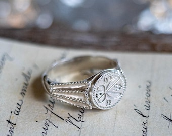 Anello con forbici in argento sterling medievale: timbro sartoriale rinascimentale