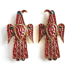 Pair of Visigothic eagle brooches, VI century Dark Ages jewelry, Visigoth historical accessory for early medieval dress, Migration period