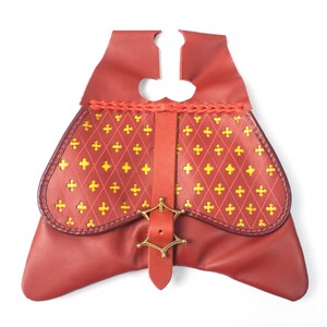 Bolso medieval de cuero con solapa decorada, bolsa histórica cosida a mano para traje de los siglos XIV-XV, monedero histórico de la Edad Media, bolso de Dordrecht