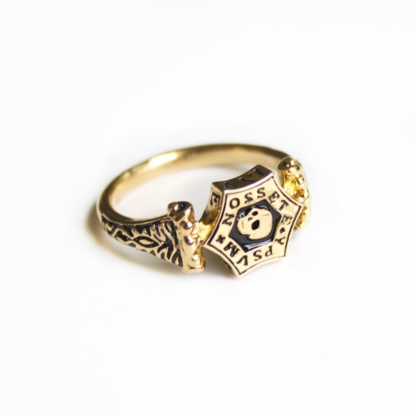 Memento mori ring, late 16th century mourning jewelry, Renaissance finger ring with a skull, ring for XVI century historical outfit